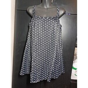 Longitude Womens Black PolkadoSwimsuit Dress Bathing Suit Size 18 One Piece